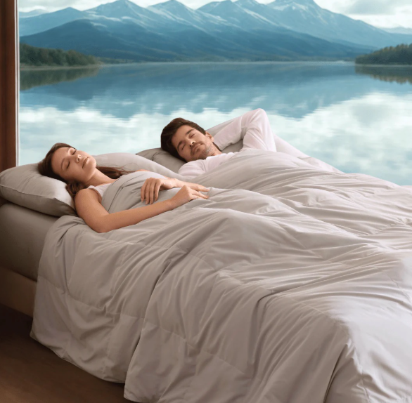 a temperature-regulating down comforter